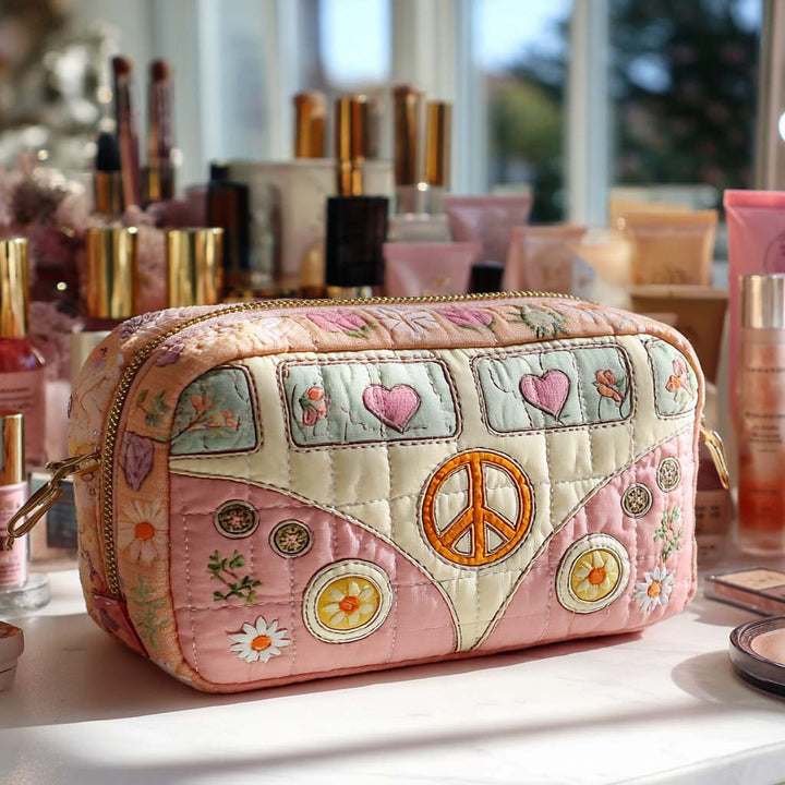 Quilted beauty case with pastel minibus NCU0XD880
