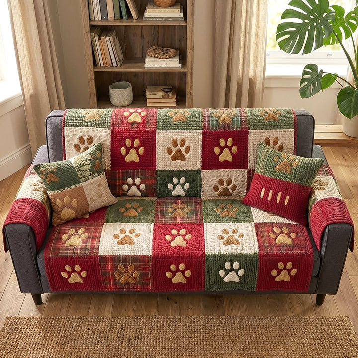 Quilted sofa cover with Christmas paws NCU0TV870