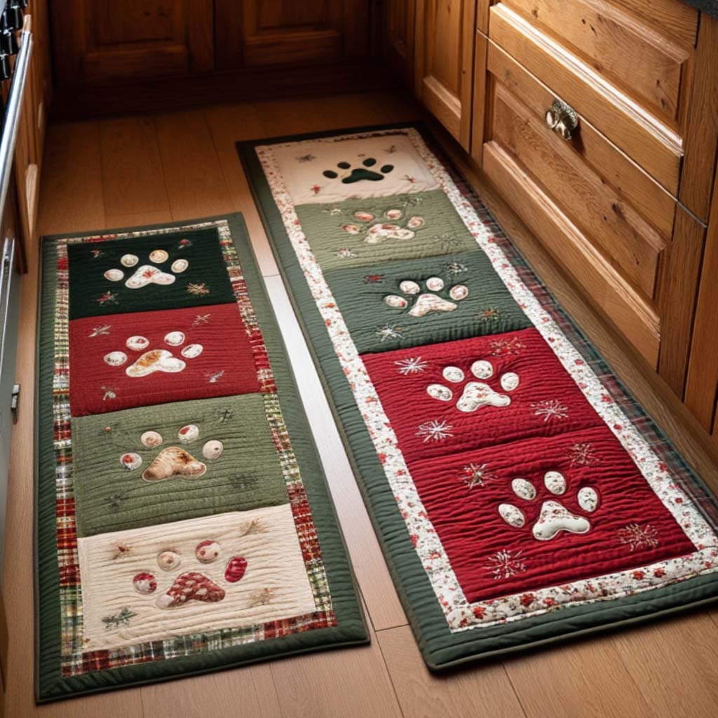 Non-slip kitchen rug with cozy paw prints NCU0NT11389