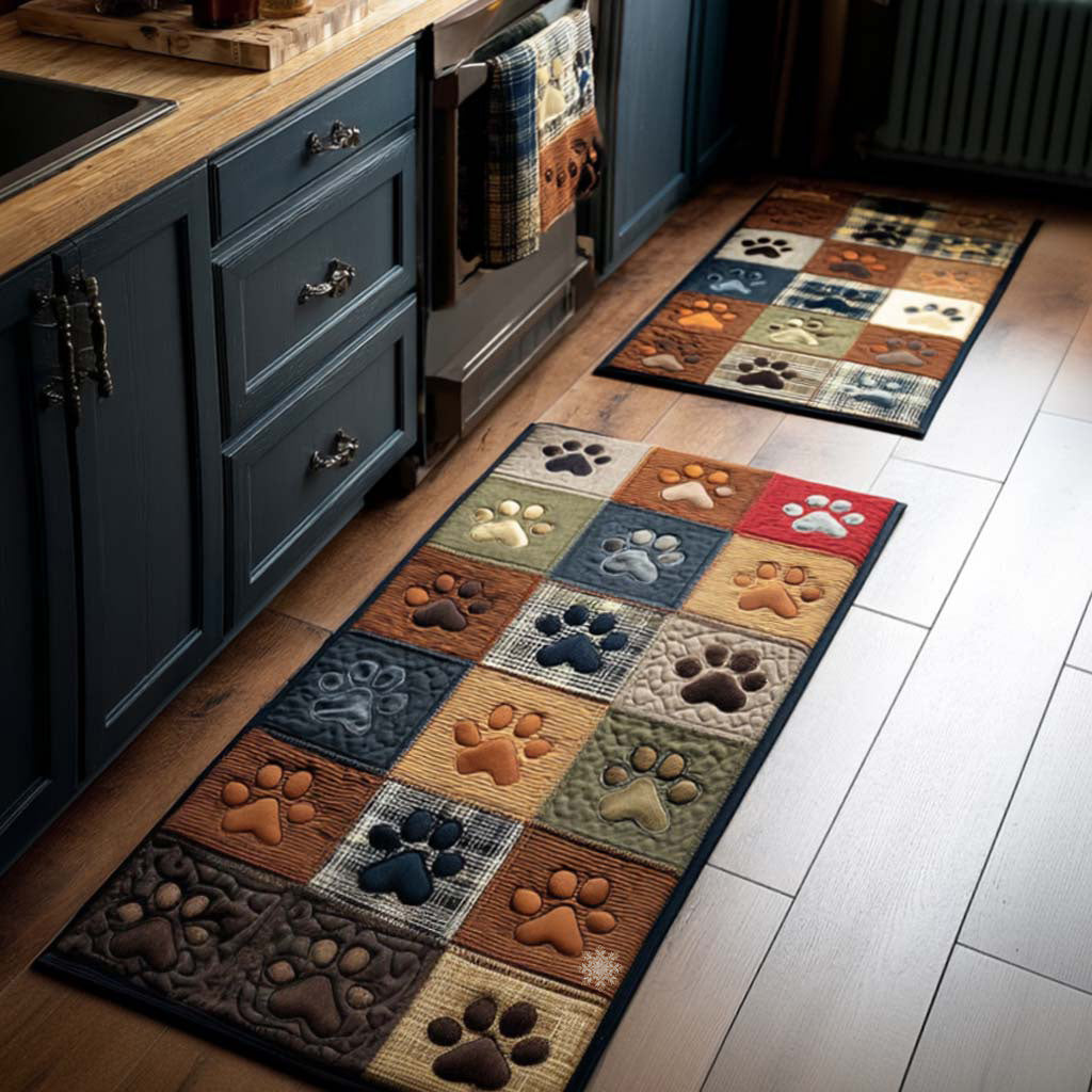 Non-slip kitchen rug with cozy paw prints NCU0NT11390