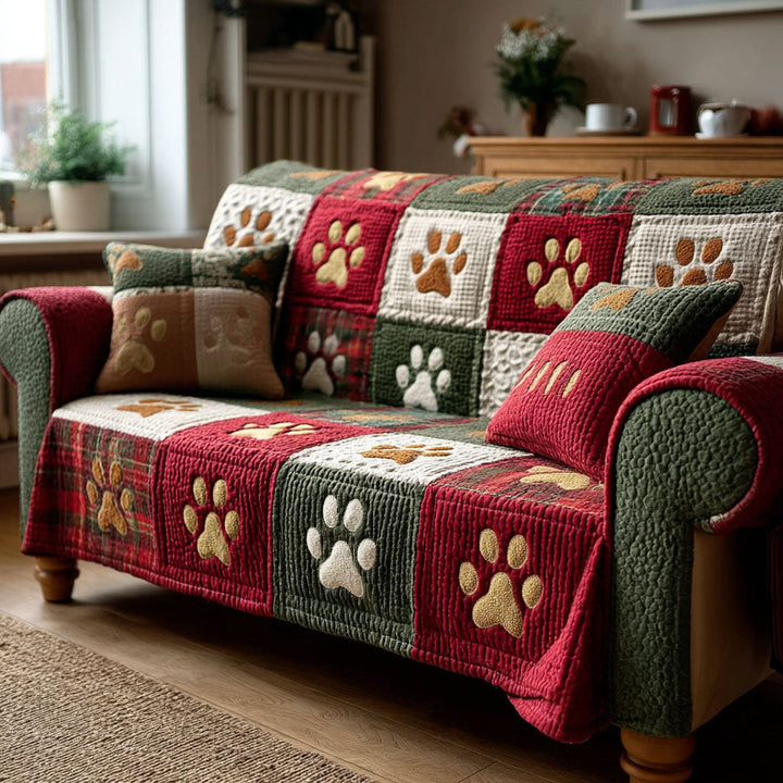 Quilted sofa cover with paw prints NCU0VT342