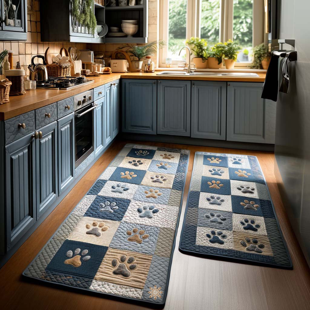 Non-slip kitchen rug with hearts and paw prints NCU0NT11392