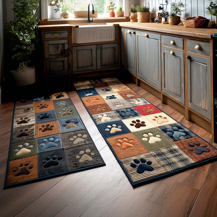 Non-slip kitchen rug with paw prints NCU0NT11393