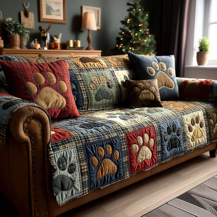 Quilted Sofa Cover with Paw Prints NCU0NT11195