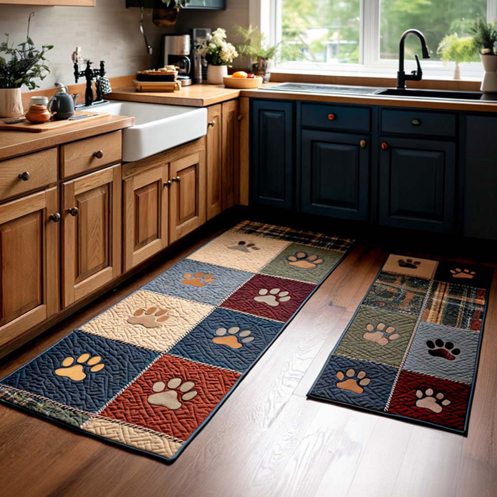 Non-slip kitchen rug with paw prints NCU0NT11396