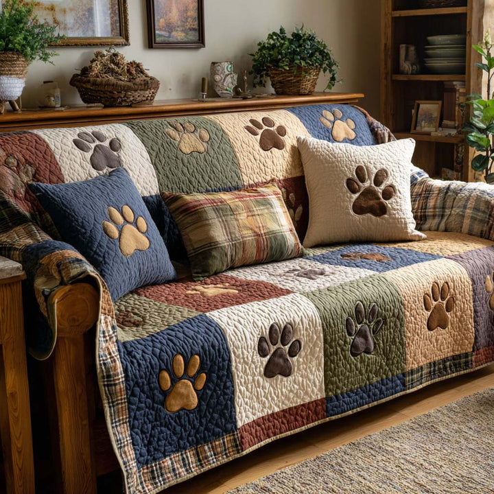 Quilted sofa cover with rustic paws NCU0NT11735