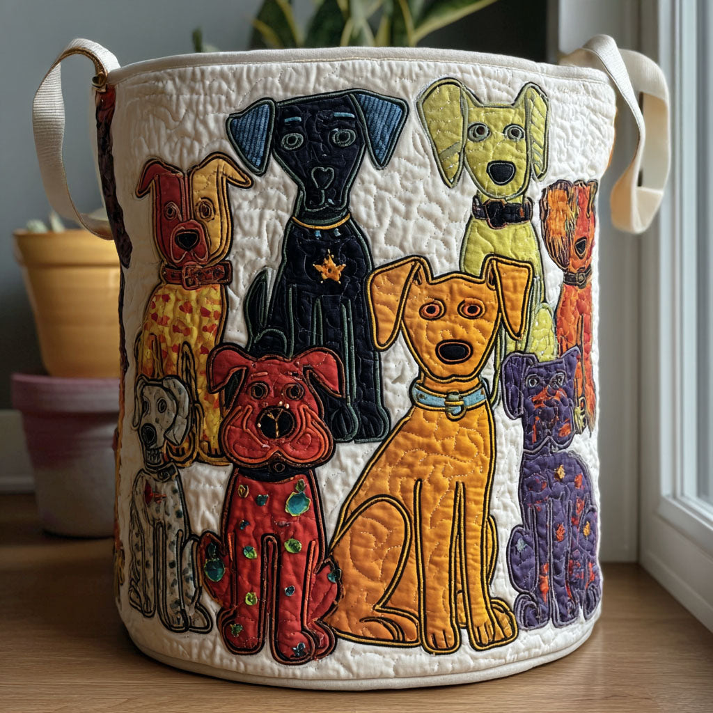 Quilted laundry basket with decorative prints NCU0PTT1432