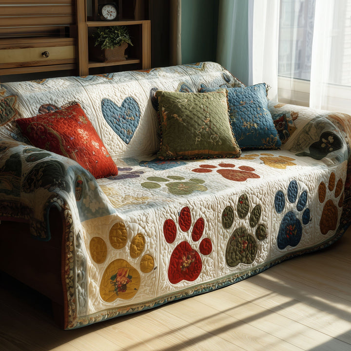 Quilted sofa cover with cozy paws NCU0PT11006