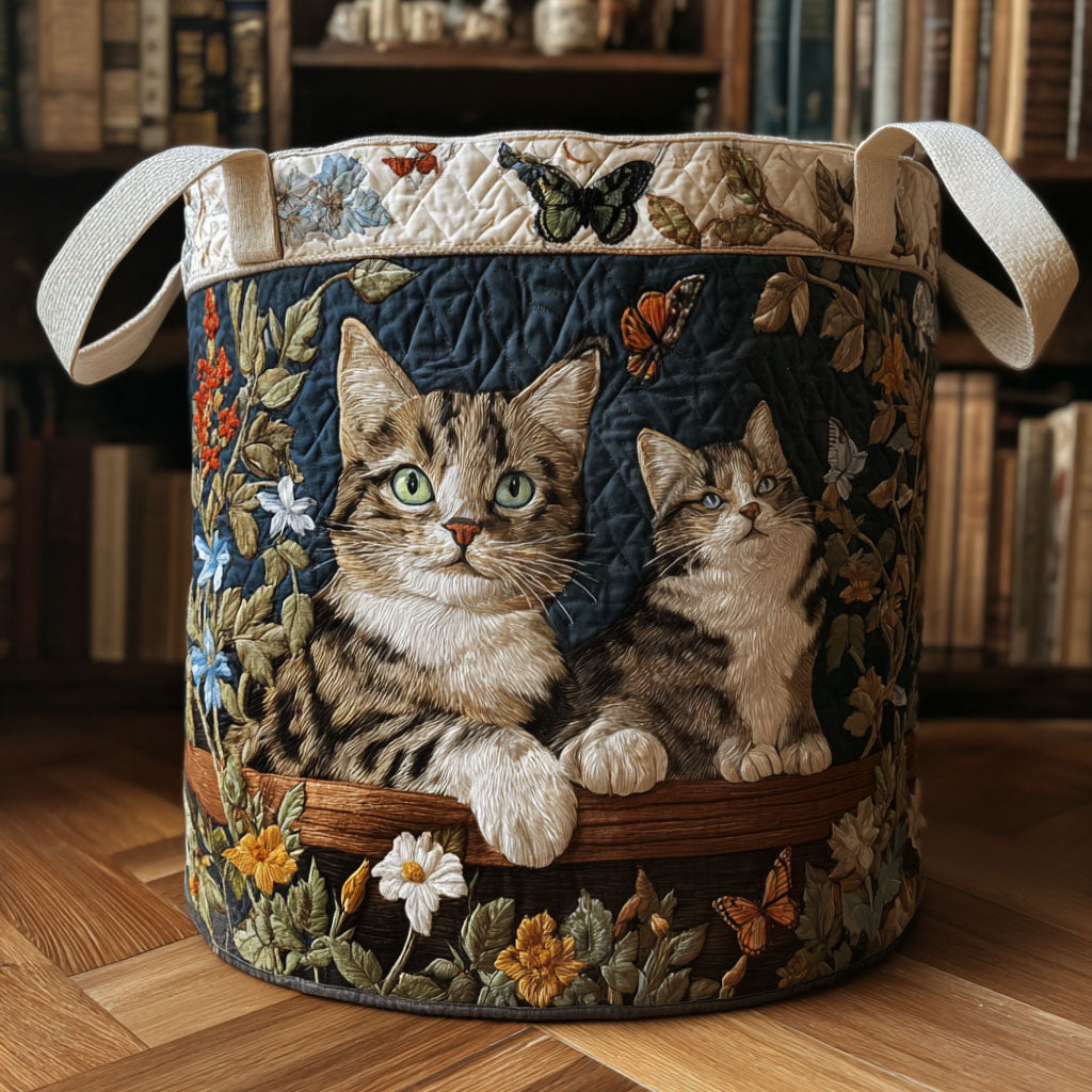 Quilted laundry basket with decorative prints NCU0PTT1942