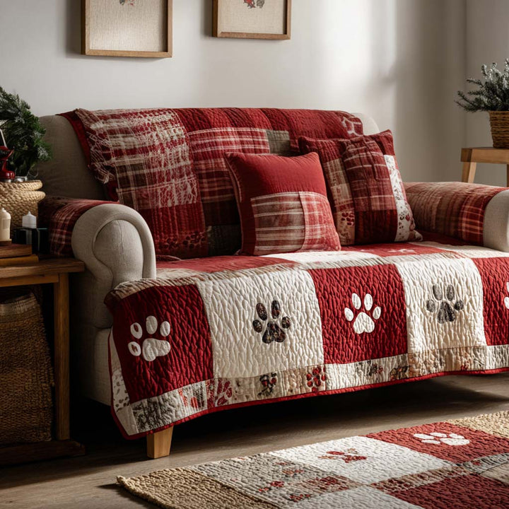 Quilted sofa cover with paw prints NCU0VT338