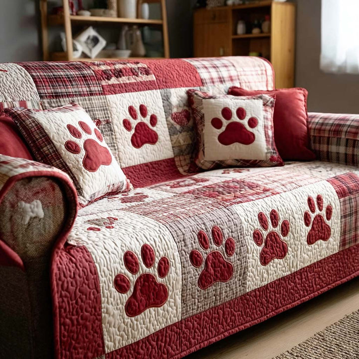 Quilted sofa cover with paws and heart NCU0NT11673