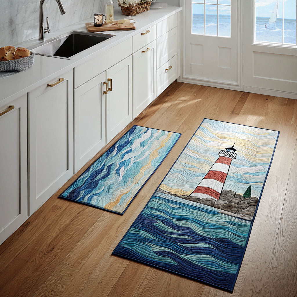 Non-slip kitchen rug with lighthouse and serene sea NCU0DK11807