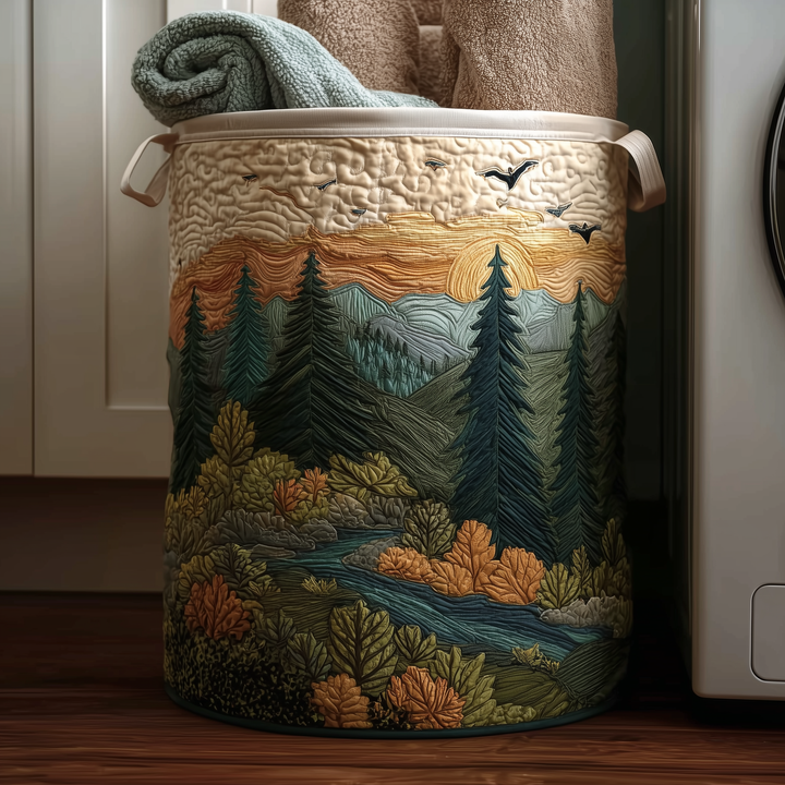 Quilted laundry basket with natural landscape NCU0TH2930