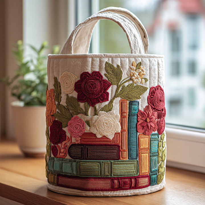 Quilted laundry basket with literary pattern NCU0QN016