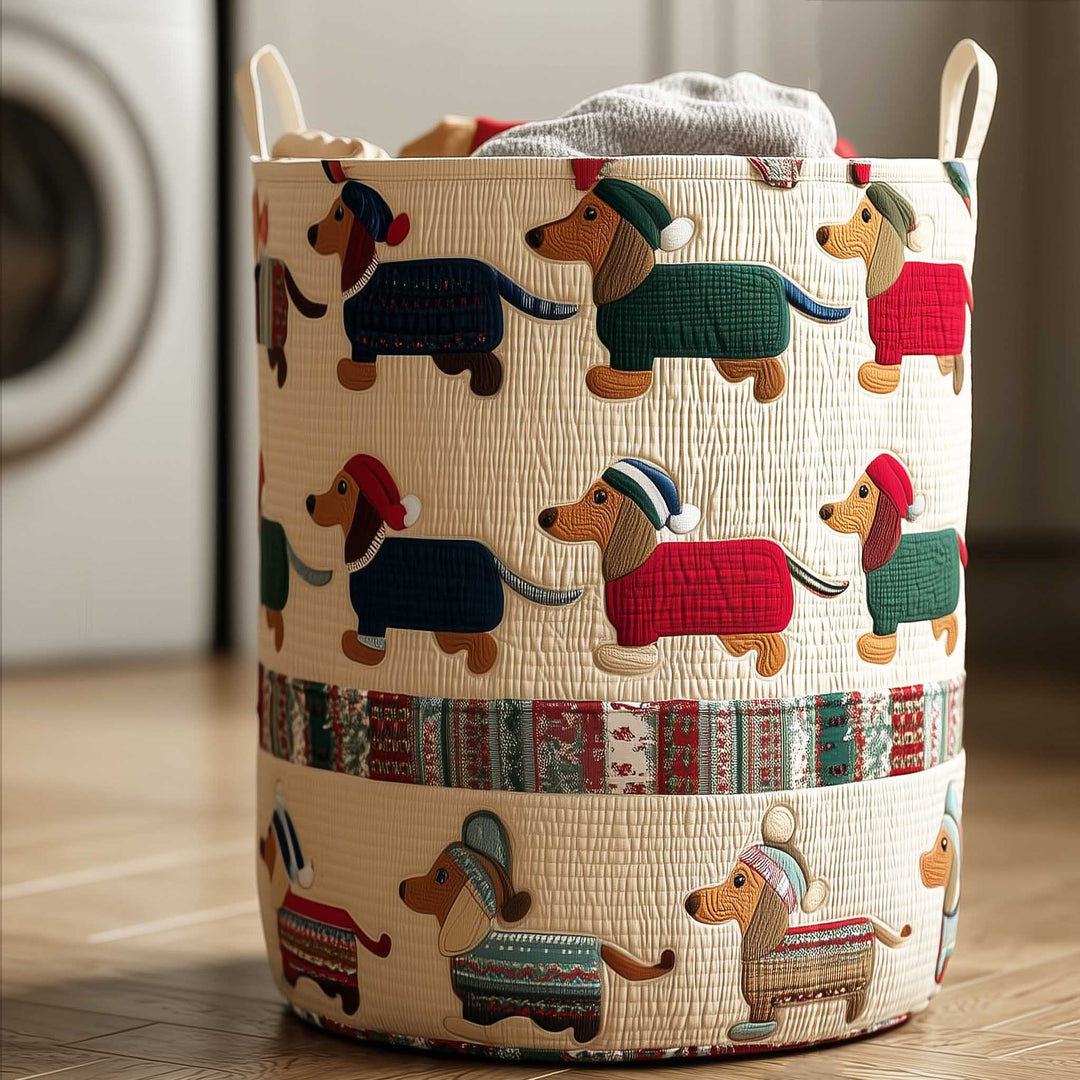 Quilted Laundry Basket with Dachshund NCU0HTT096