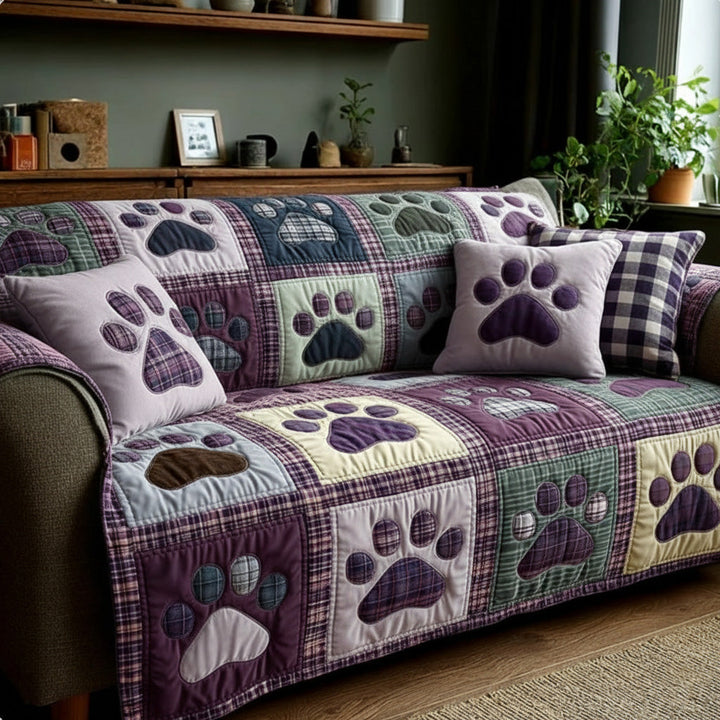 Quilted sofa cover with paw prints NCU0VT358