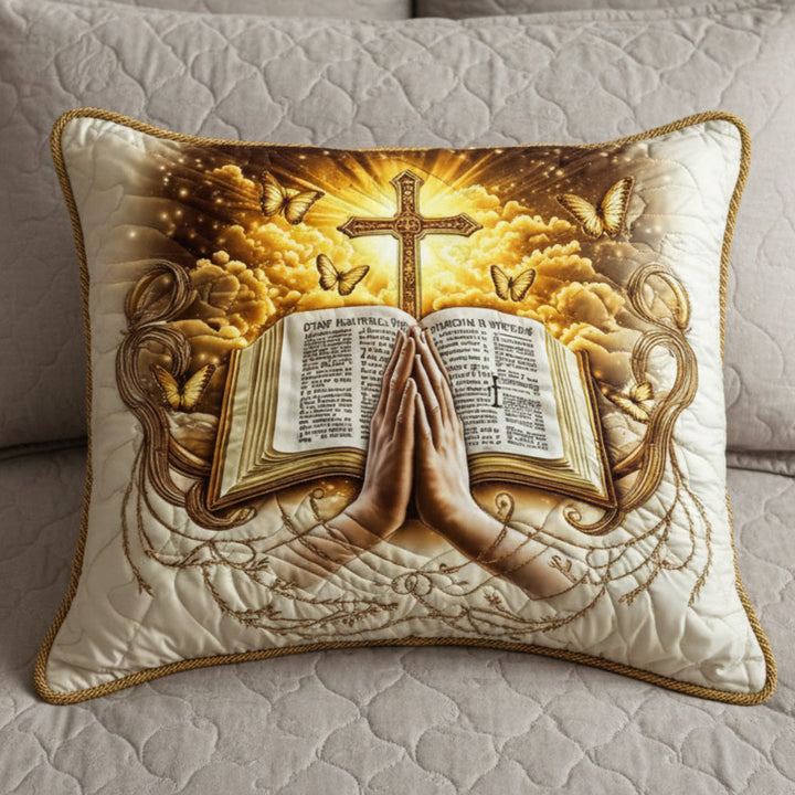 Quilted cushion cover with prayer and writing NCU0NT7821