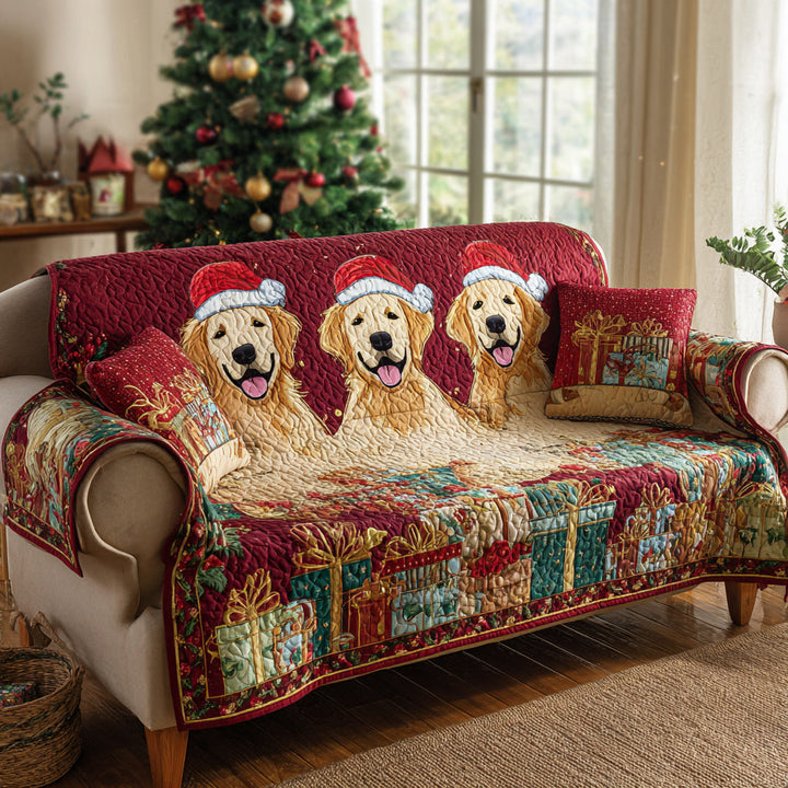 Quilted Sofa Cover with Golden Retriever NCU0HH980