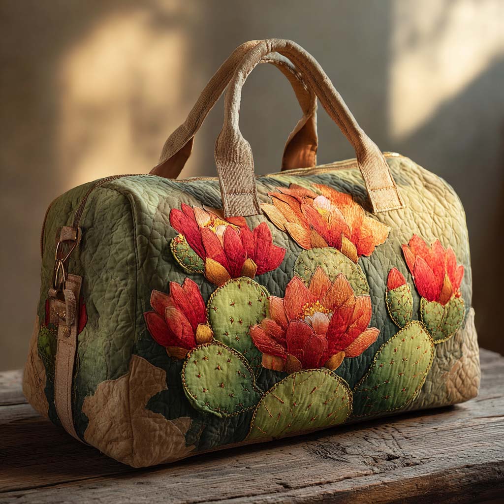 Quilted Travel Bag with Flowering Cactus NCU0XD410