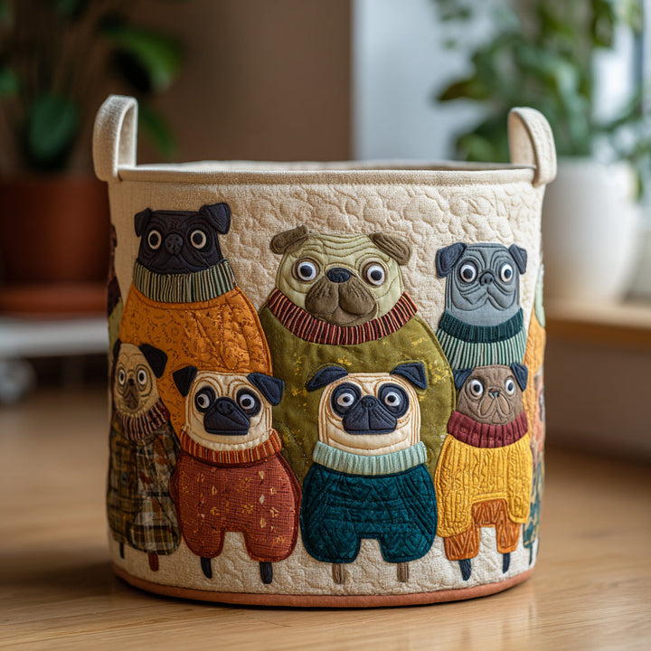 Quilted laundry basket with Pug NCU0DV1654