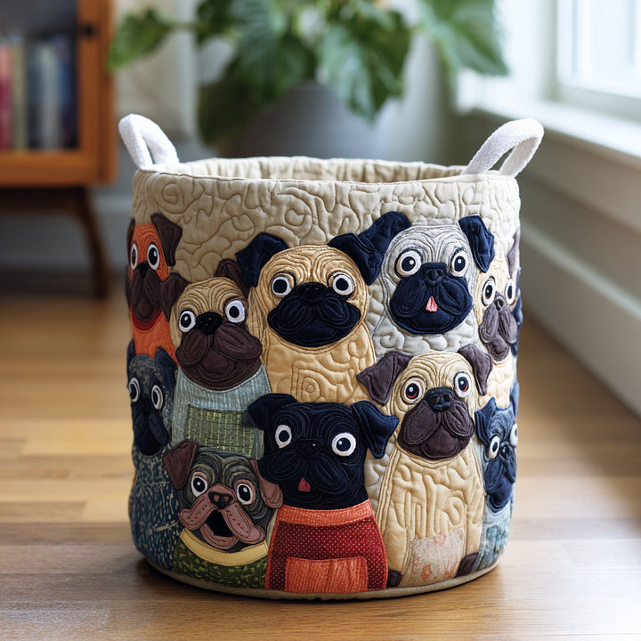 Quilted laundry basket with Pug NCU0DV1658