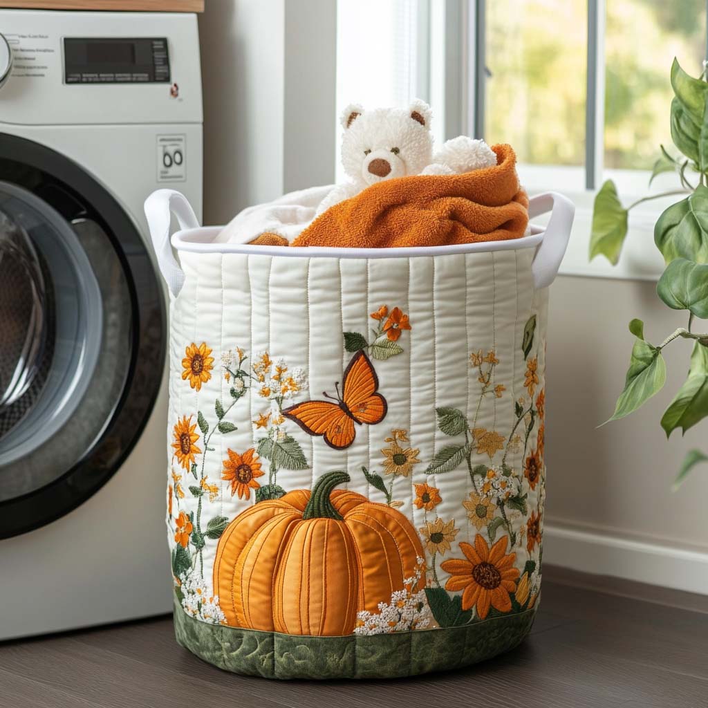 Quilted laundry basket with autumn leaves NCU0NNT1063