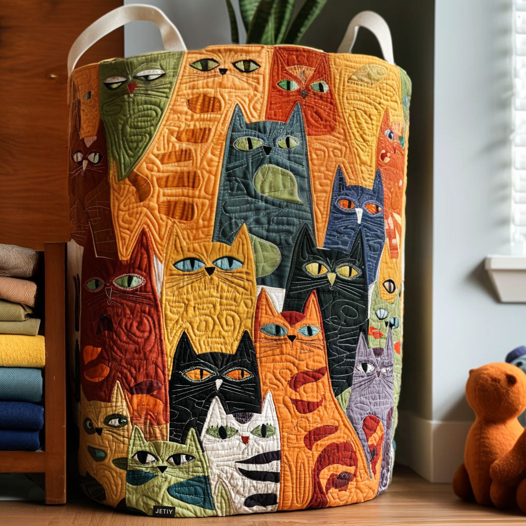 Quilted laundry basket with cats NCU0PTT1134