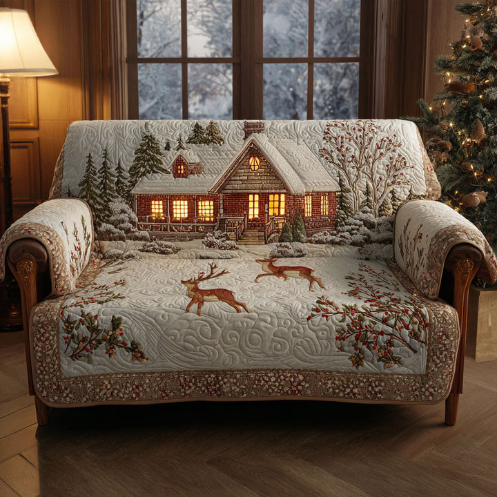 Quilted sofa cover with Christmas reindeer NCU0TV878