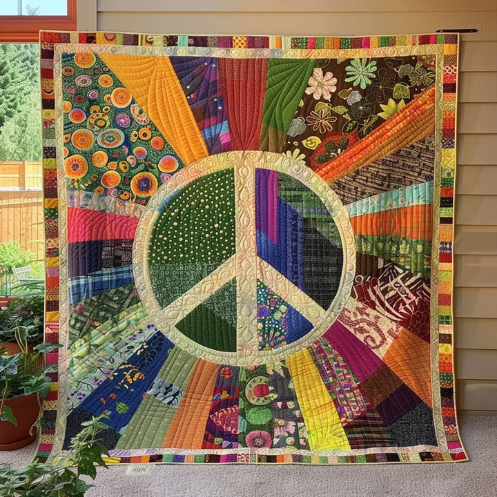Quilted Throw Blanket with Peace Symbol NCU0PT072