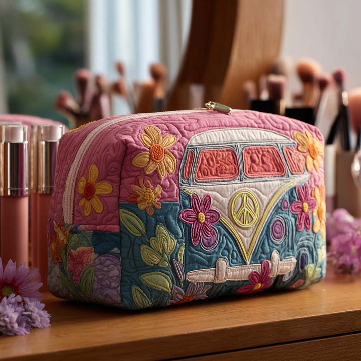 Quilted beauty case with retro floral travel NCU0PT9433