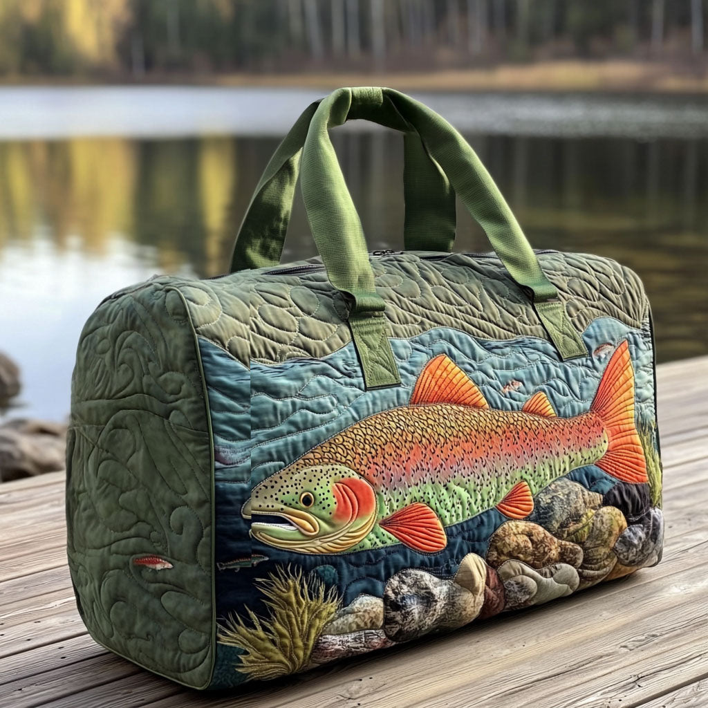 Quilted Travel Bag with Fishing Pattern NCU0VT259