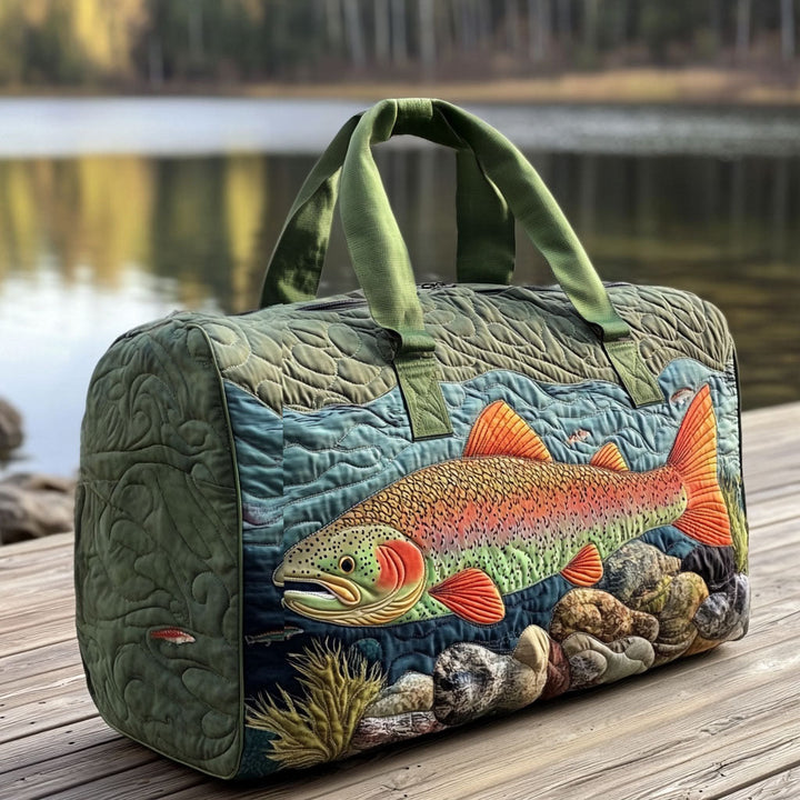 Quilted Travel Bag with Fishing Pattern NCU0VT259