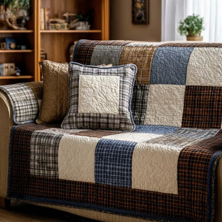 Quilted Patchwork Rustic Sofa Cover NCU0VT365