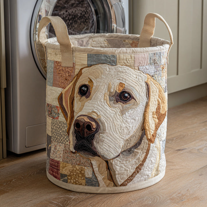 Quilted laundry basket with Labrador in rustic style NCU0HNH444