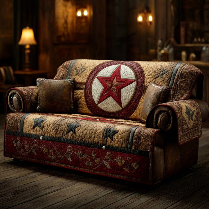 Quilted sofa cover with rustic lone star NCU0XD2129