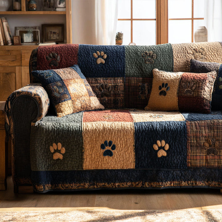 Quilted sofa cover with paw prints NCU0VT342
