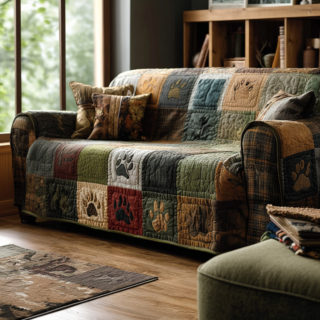 Quilted Sofa Cover with Rustic Legs NCU0DV9014