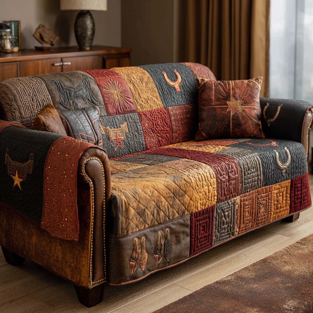 Quilted sofa cover in rustic rodeo style NCU0XD2122