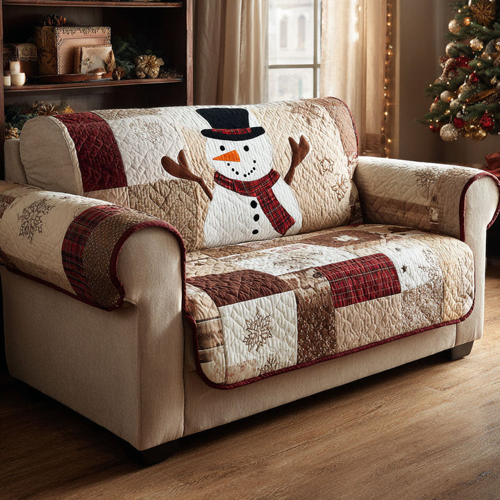 Quilted sofa cover with rustic snowman NCU0TV826