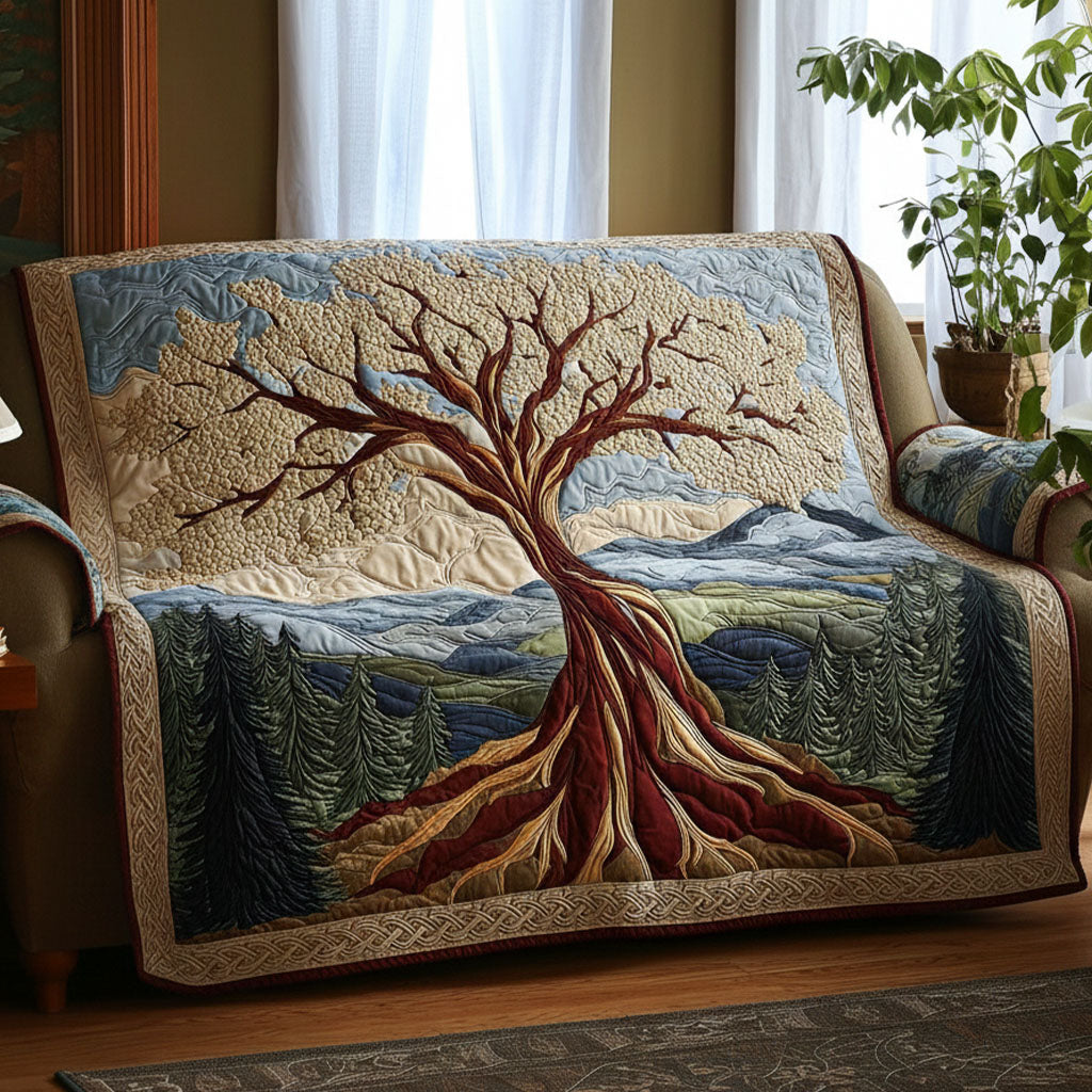Quilted sofa cover with tree of life NCU0VT364
