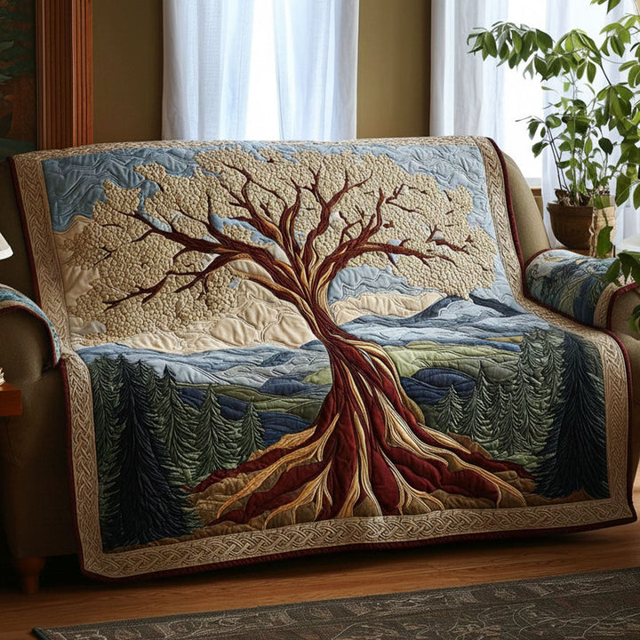 Quilted sofa cover with tree of life NCU0VT364