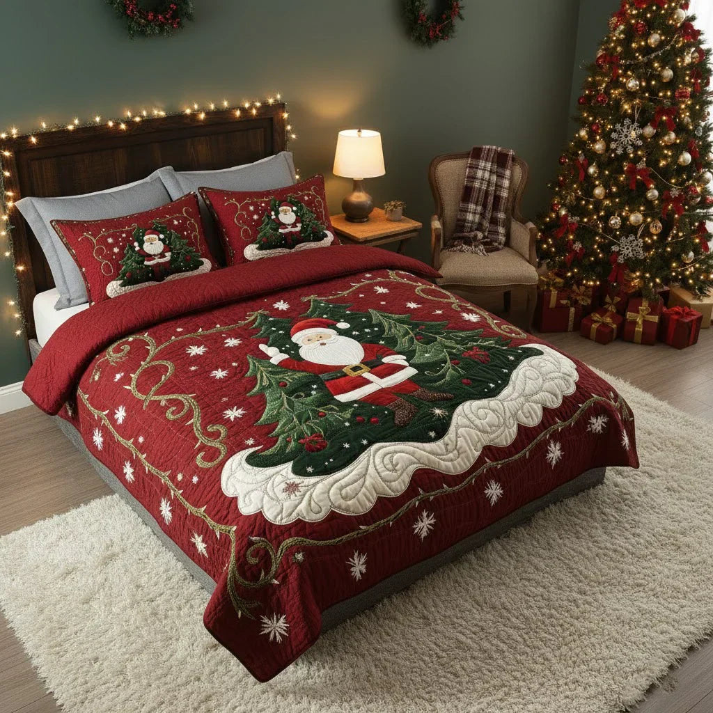 3-Piece Elastic Bedding Set - Santa&