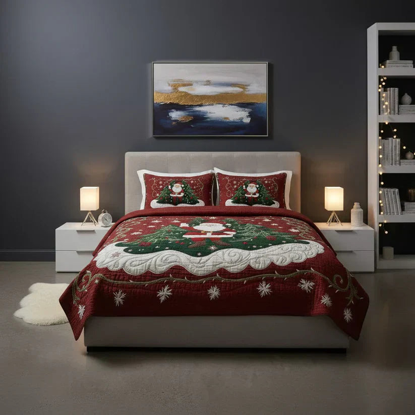 3-Piece Elastic Bedding Set - Santa&
