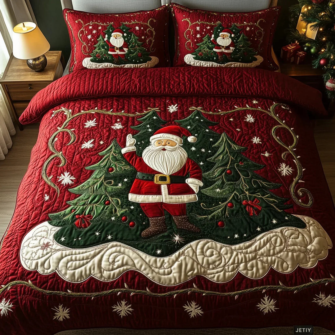 3-Piece Elastic Bedding Set - Santa&