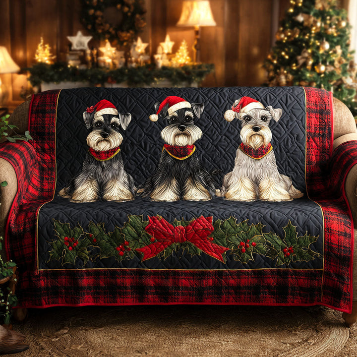 Quilted sofa cover with Christmas Schnauzers NCU0TV959