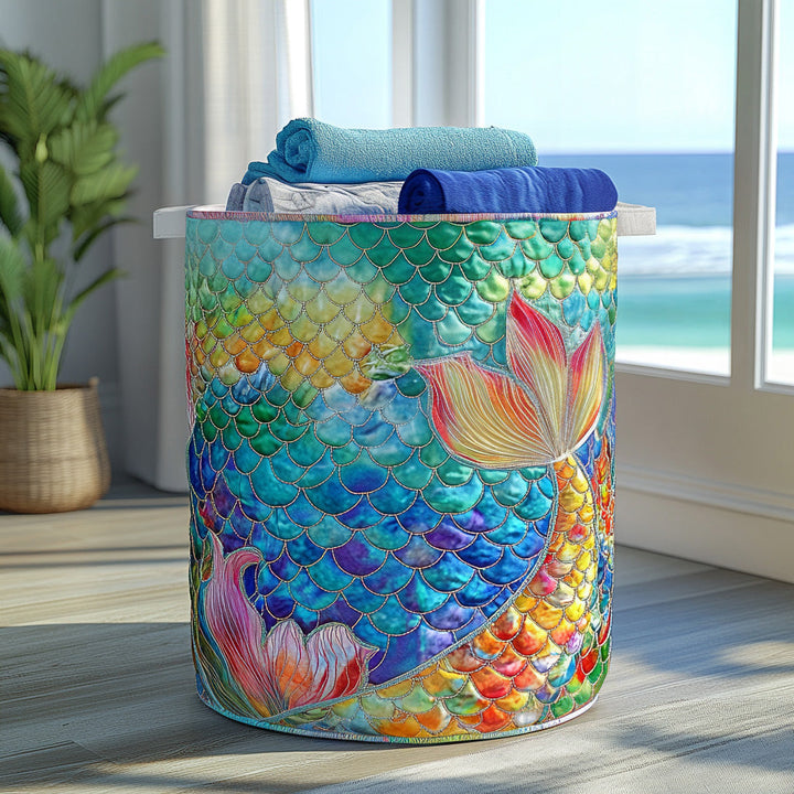 Quilted laundry basket with marine pattern NCU0DV863