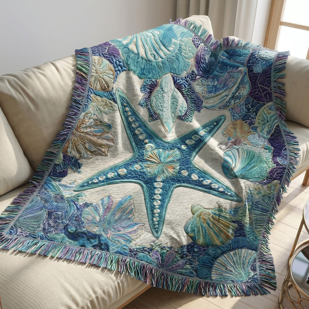 Woven Seashell Symphony Blanket NCU0PT11675