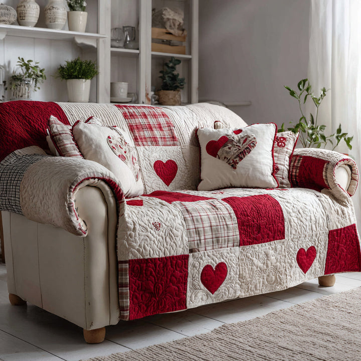 Quilted sofa cover with seasonal heart NCU0HH1477