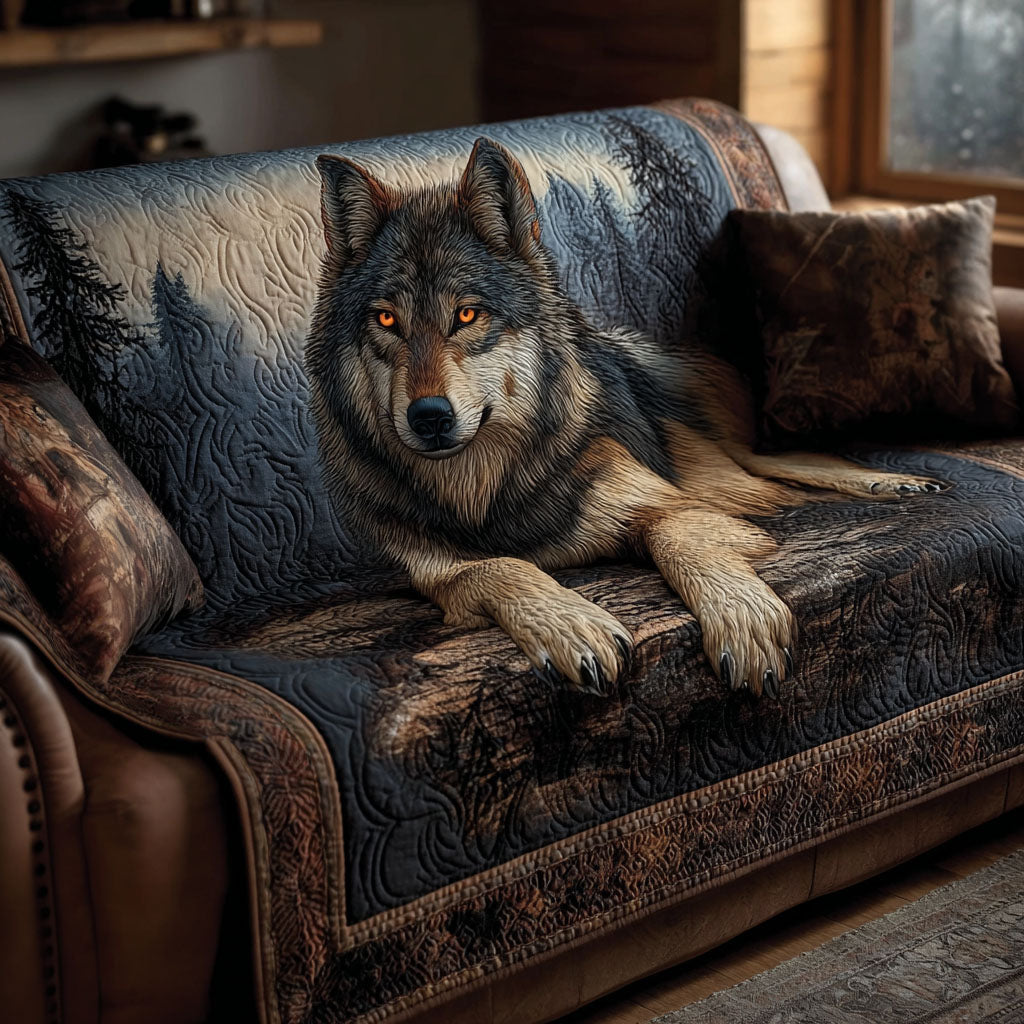 Quilted sofa cover with howling wolf NCU0PT10192