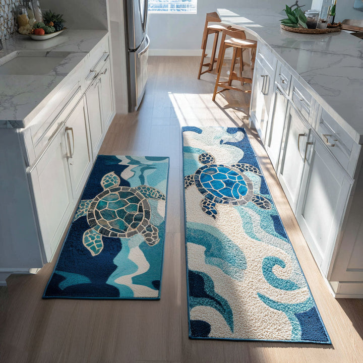 Non-slip kitchen rug with seashells on the shore NCU0PT10017